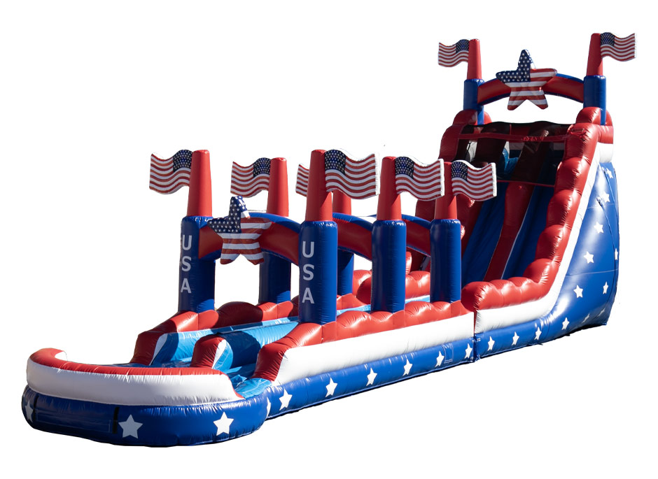 Stars and Stripes 24ft Water Slide w/ Slip-N-Slide